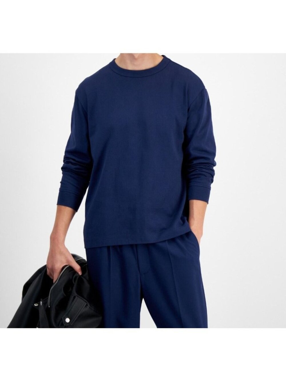 Mode Of One Mens Modern Long Sleeves Relaxed Fit T Shirt Navy Blue Size XXL NWT